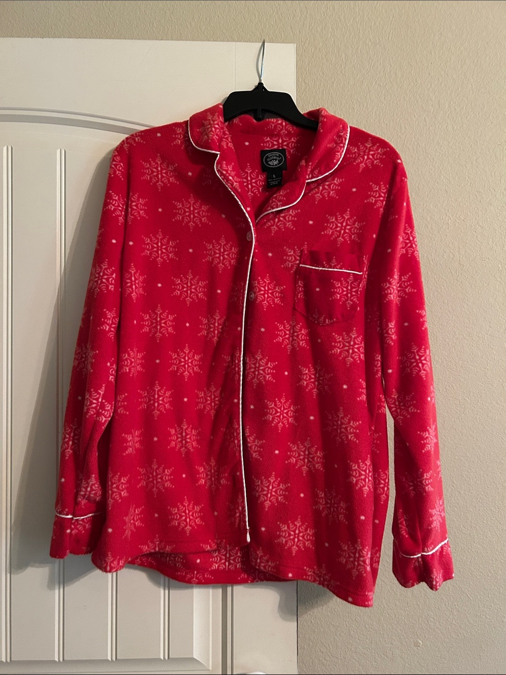Laura Ashley Red Snowflake Print Fleece Pajama set